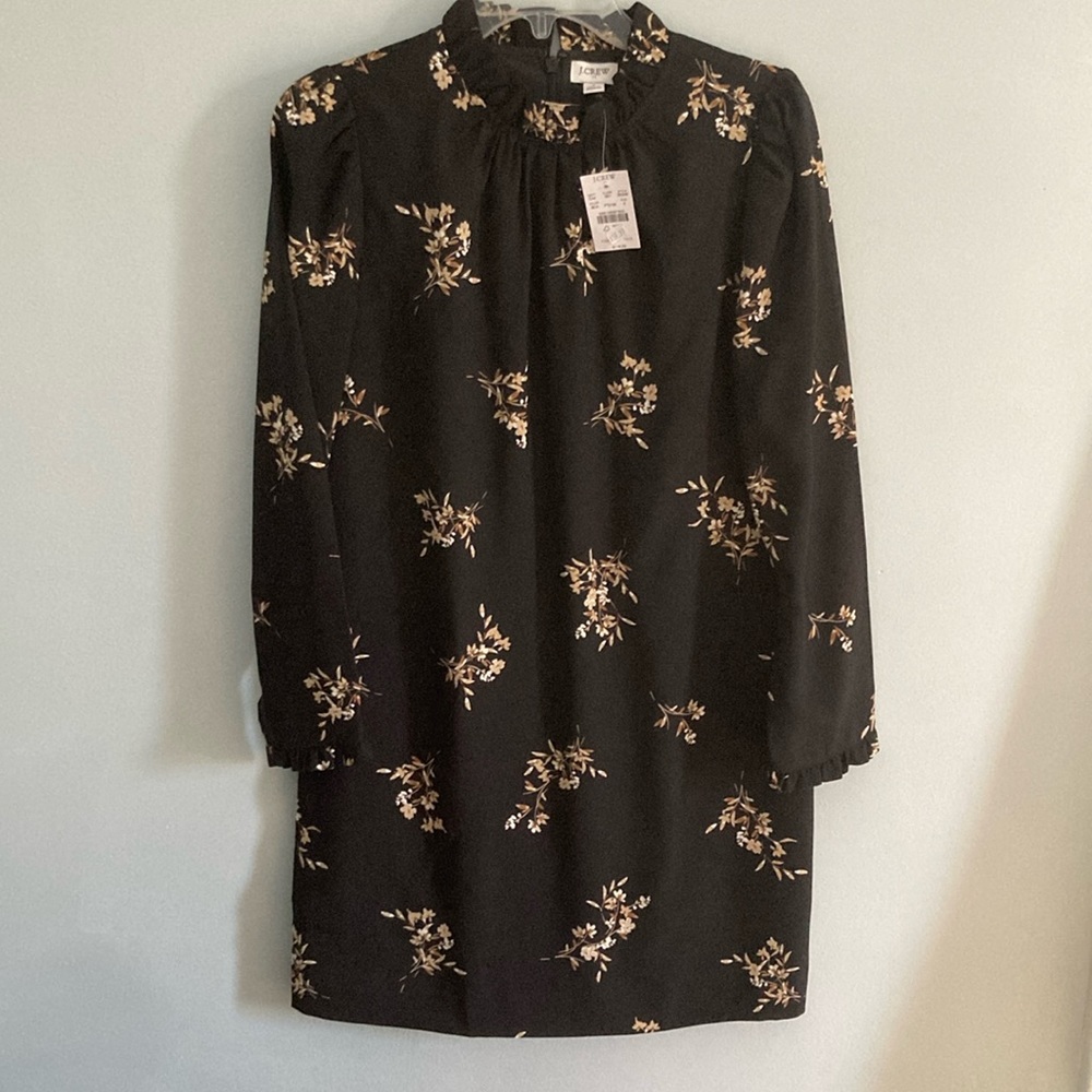 NWT - J. CREW DRESS - SIZE 2 - BLACK FLORAL